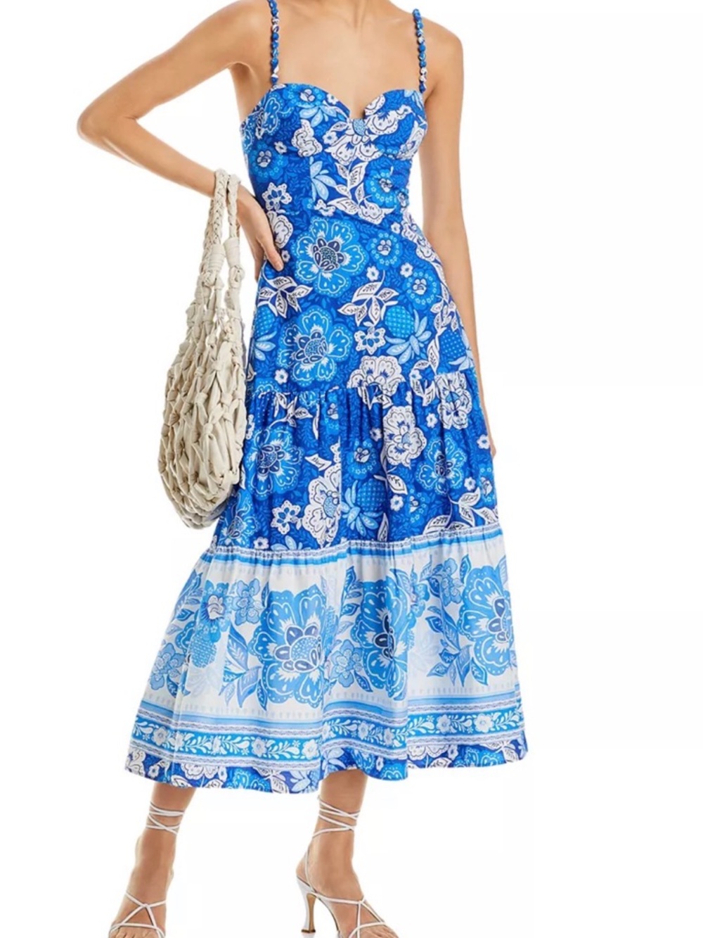 FARM Rio Blue Floral Tiered Maxi Dress